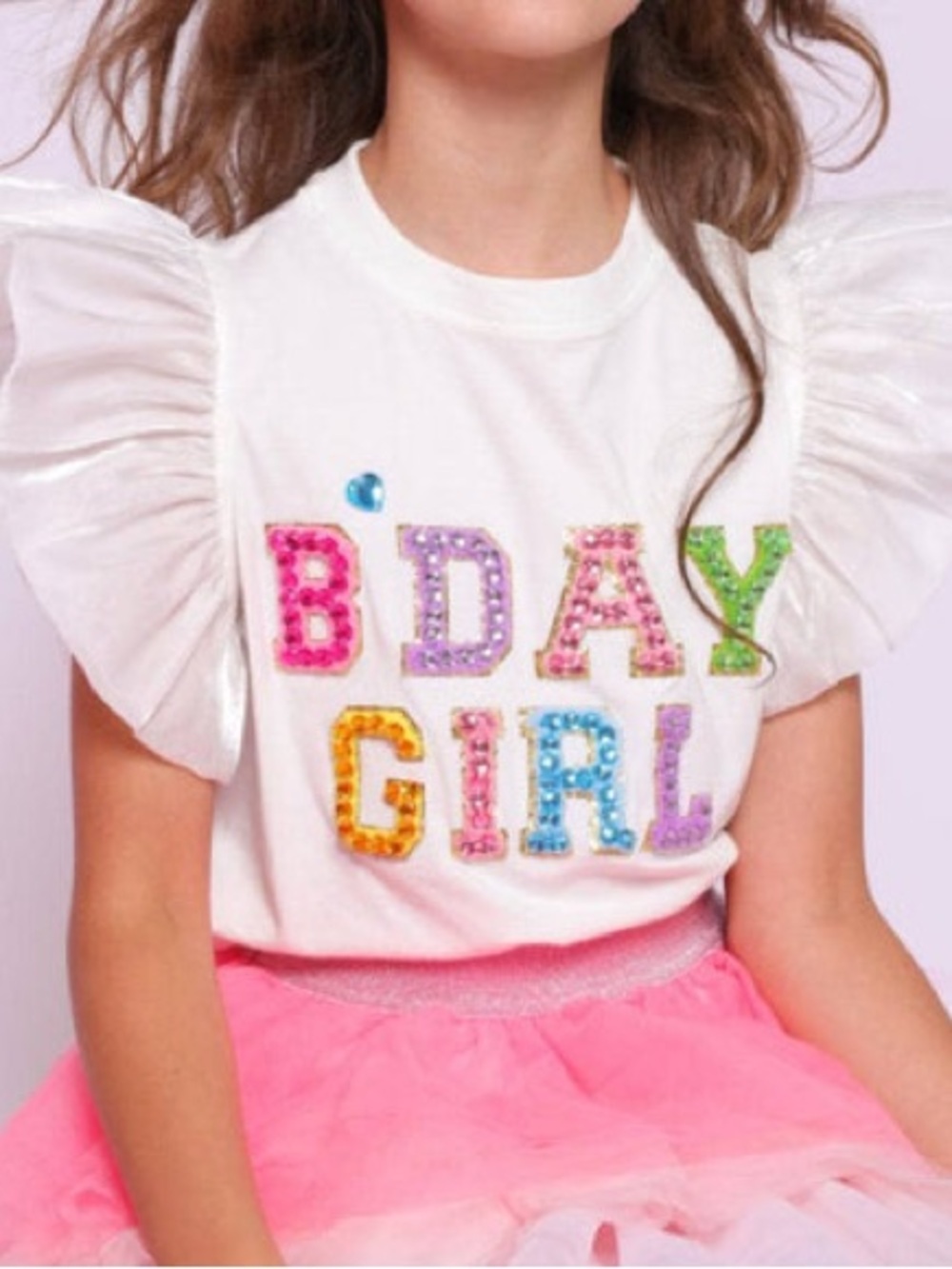 Lola and the Boys Girls White 'BDAY GIRL' Sequin Puff Sleeve Top 10
